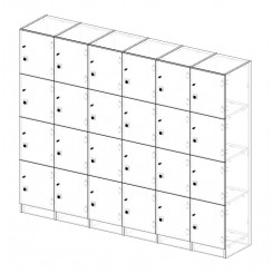 4 High x 6 wide locker Bank 1600 x 2000 x 400 white keyed locks